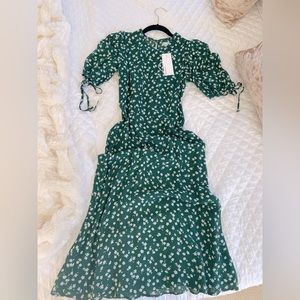 Reformation Green Floral Dress Size 4 NWT